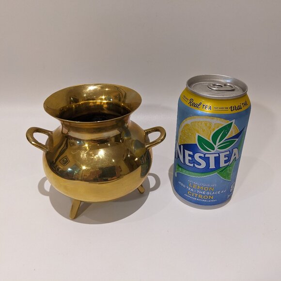 Vintage Heavy Solid Brass Caldroun Planter Pot - MCM Mid Century Halloween - Picture 2 of 7